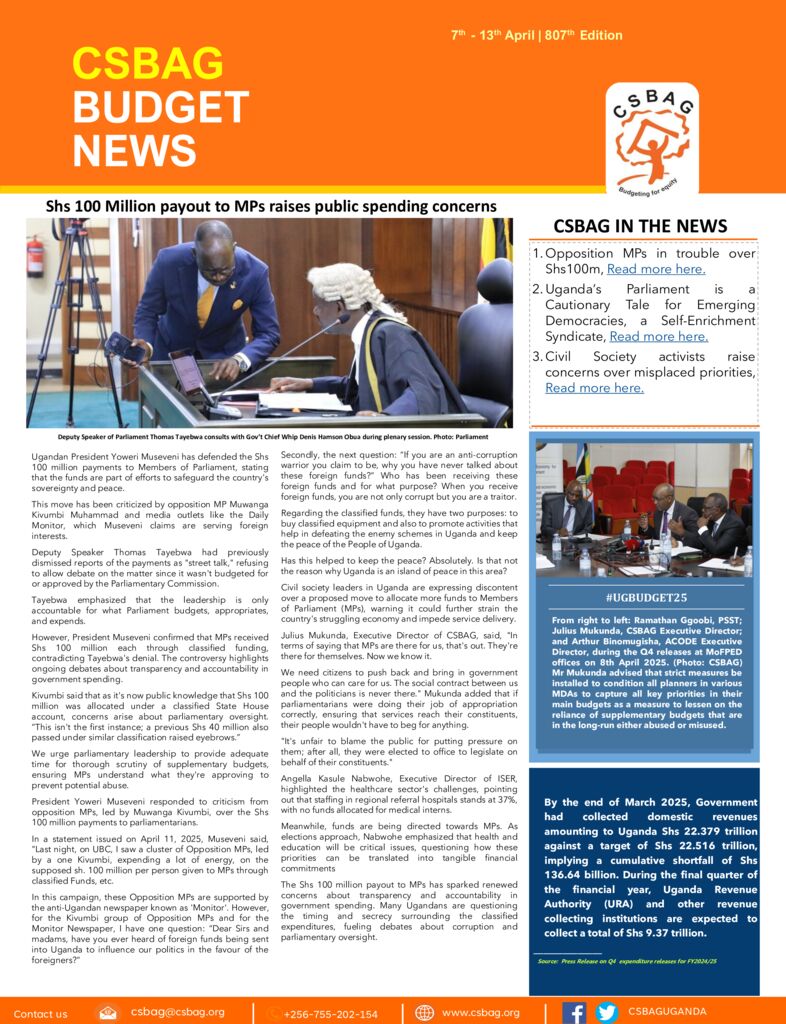 thumbnail of CSBAG BUDGET NEWS. 807 Edition