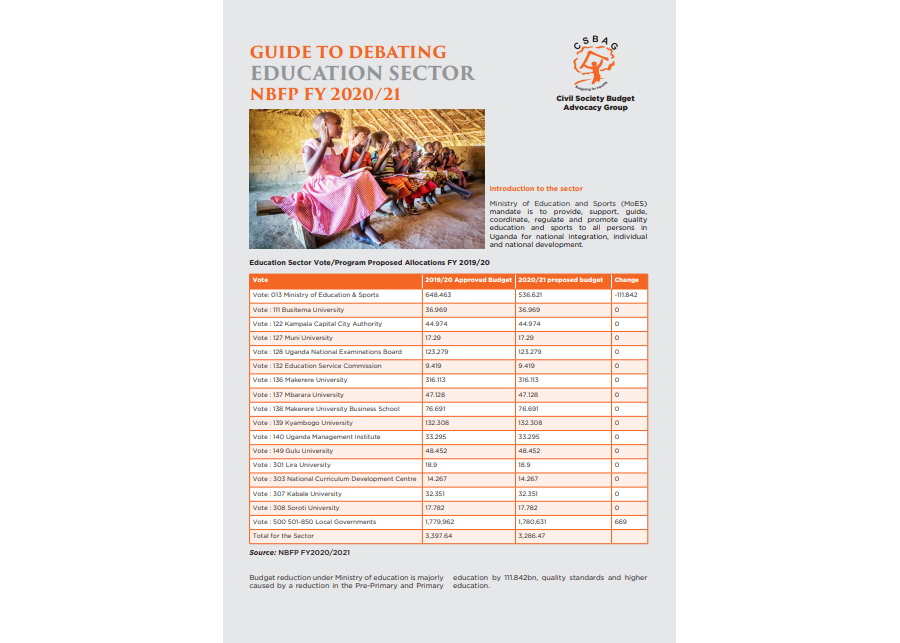 Guide To Debating The Education Sector NBFP FY2020/21