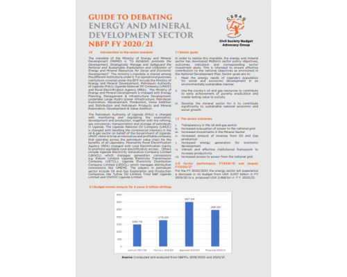 Guide To Debating The Energy And Mineral Development Sector NBFP FY2020/21