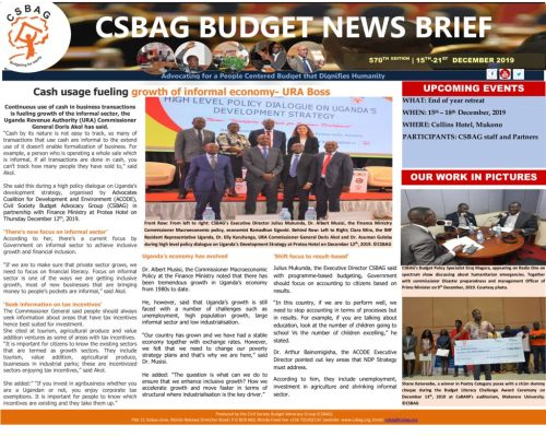 thumbnail of CSBAG BUDGET NEWS- Cash usage fueling growth of informal economy- URA Boss 16th Dec 2019