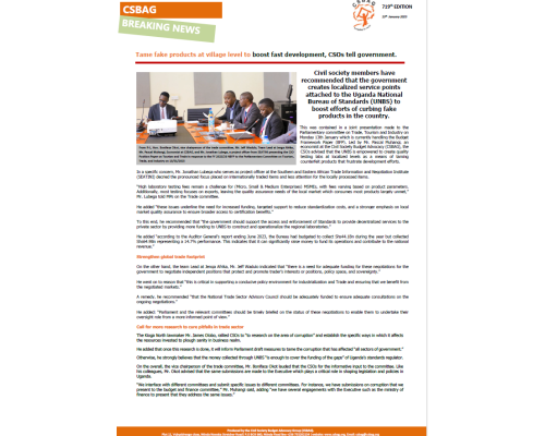 Tame fake products at village level to boost fast development, CSOs tell government