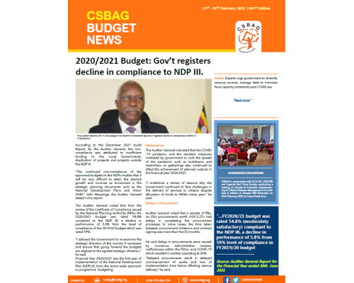 2020/2021 Budget: Gov’t registers decline in compliance to NDP III
