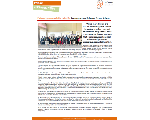 Partners for Accountability: United for Transparency and Enhanced Service Delivery