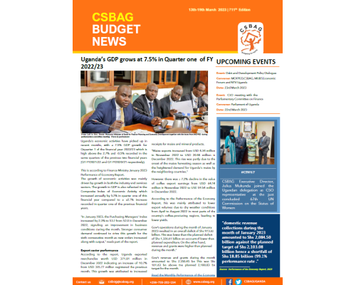 Uganda’s GDP grows at 7.5% in Quarter one of FY 2022/23