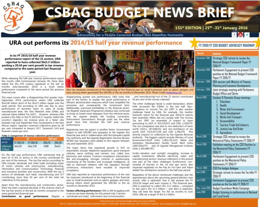 URA out performs its 2014/15 half year revenue performance