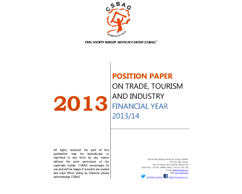 CSBAG Position Paper On Trade,tourism And Industry FY 2013/14