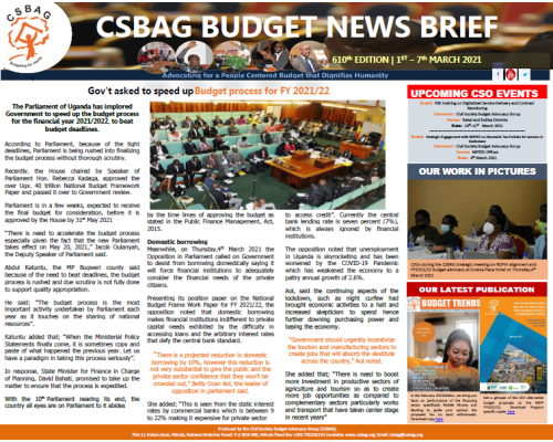 Gov’t asked to speed up Budget process for FY 2021/22