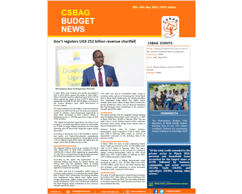 Gov’t registers UGX 252 billion revenue shortfall