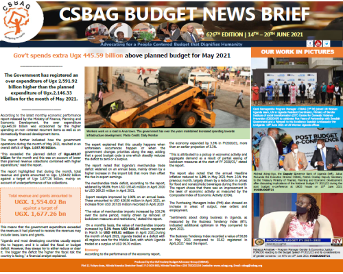 Gov’t spends extra Ugx 445.59 billion above planned budget for May 2021