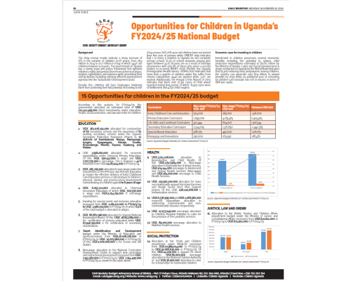 Opportunities for Children in Uganda’s FY2024/25 National Budget
