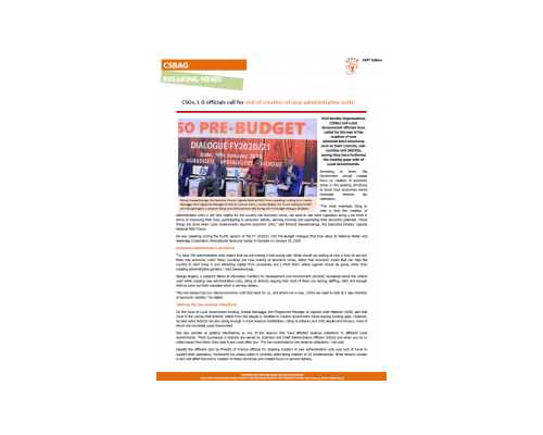 CSOs, L G officials call for end of creation of new administrative units