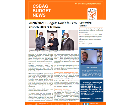 2020-2021 Budget-Gov’t fails to absorb UGX 3 Trillion.