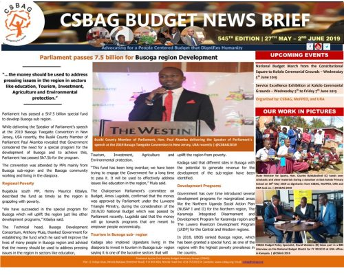thumbnail of CSBAG BUDGET NEWS 545 3rd Jun 2019
