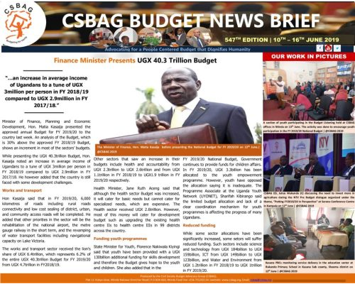thumbnail of CSBAG BUDGET NEWS 547