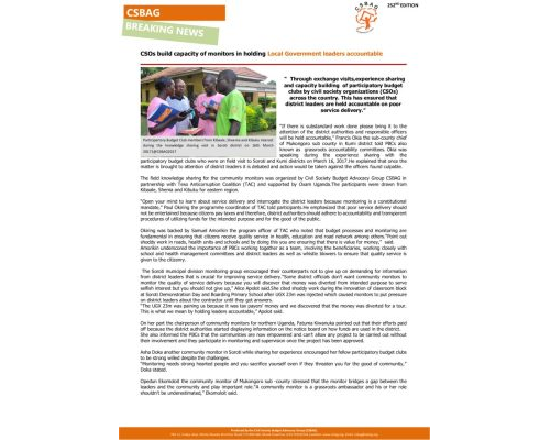 thumbnail of CSOs build capacity of monitors in holding Local Government leaders accountable