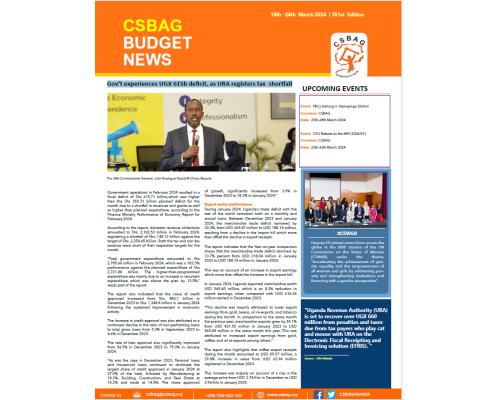 Gov’t experiences UGX 615b deficit, as URA registers tax shortfall