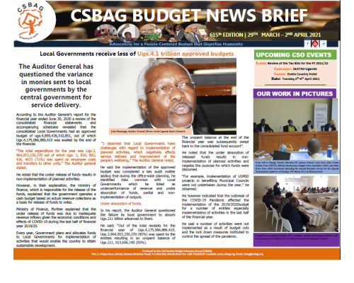 Local Governments receive less of Ugx.4.1 trillion approved budgets