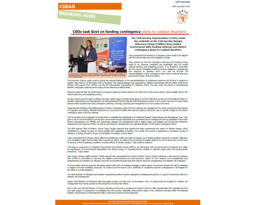 CSOs task Govt on funding contingency plans to combat disasters