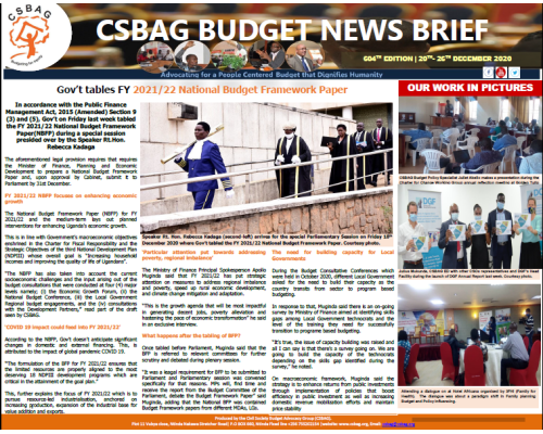 Gov’t tables FY 2021/22 National Budget Framework Paper