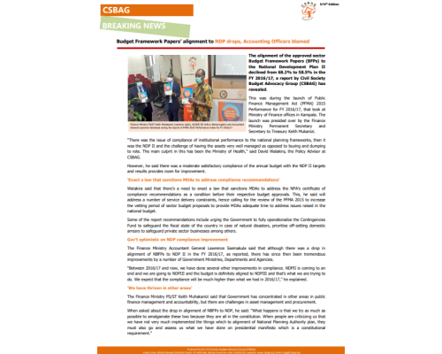 Budget Framework Papers alignment to NDP drops, Accounting Officers blamed