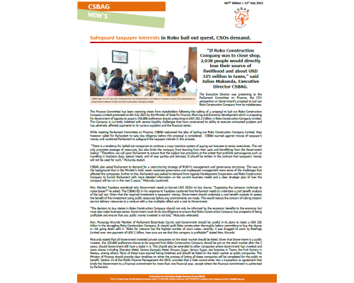 Safeguard taxpayer interests in Roko bail out quest, CSOs demand