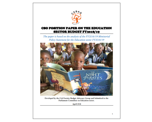 CSO Sector Position Paper on The Education Sector Ministerial Policy Statement FY 2018/19
