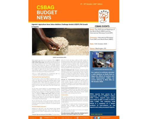 Uganda’s Agriculture faces Value-Addition Challenge Amidst US$879.7M Growth  in Exports.