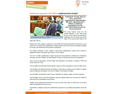 Parliament approves sh4 trillion supplementary budget