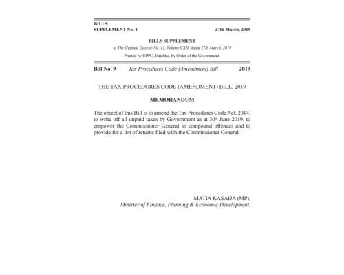 Tax Procedures Code (Amendment) Bill, 2019