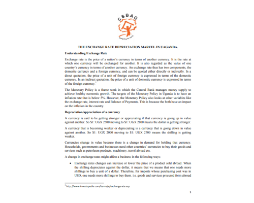 The Exchange Rate Depreciation Marvel In Uganda 2015