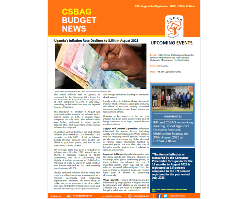 Uganda’s Inflation Rate Declines to 3.5% in August 2023