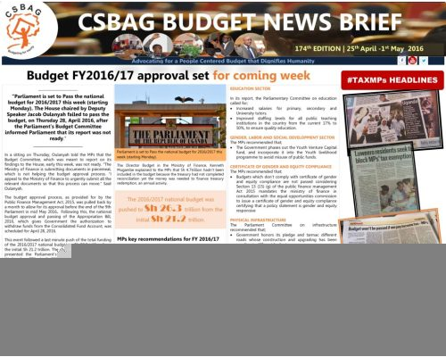 thumbnail of CSBAG BUDGET NEWS.174th-1-May 2016