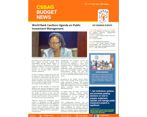 World Bank Cautions Uganda on Public Investment Management