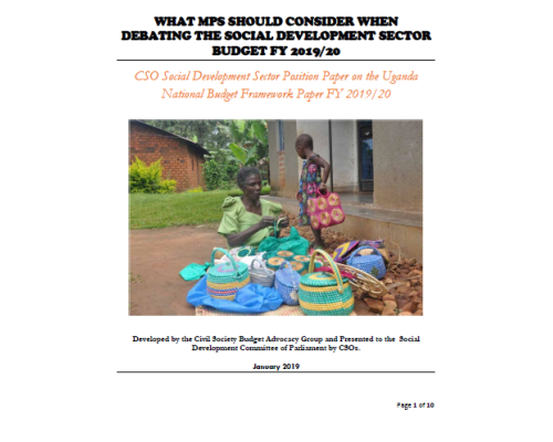 CSO Social Development Sector Position Paper On The Uganda National Budget Framework Paper FY 2019/20