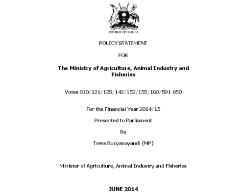 Ministry Of Agriculture Animal Industries And Fisheries Ministerial Policy Statement FY2014-15