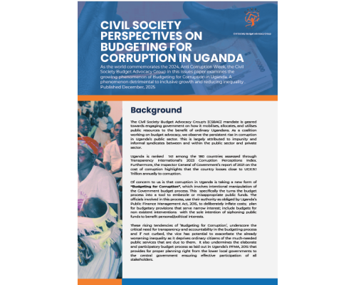 CSO perspectives on Budgeting for Corruption in Uganda