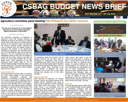thumbnail of CSBAG BUDGET NEWS 527 27th Jan 2019