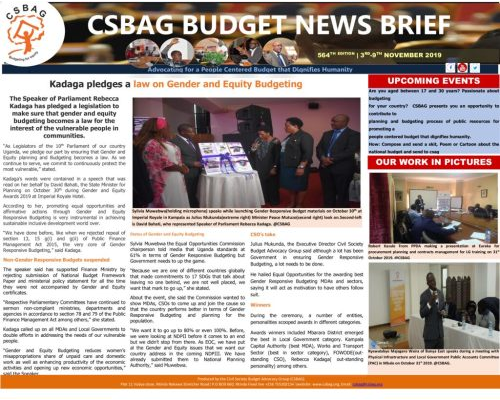 thumbnail of CSBAG BUDGET NEWS- Kadaga pledges a law on Gender Responsive Budgeting 3rd Nov 2019