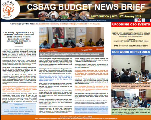 CSOs urge Gov’t to focus on Economic Recovery & Safeguarding Livelihoods in FY2022/23
