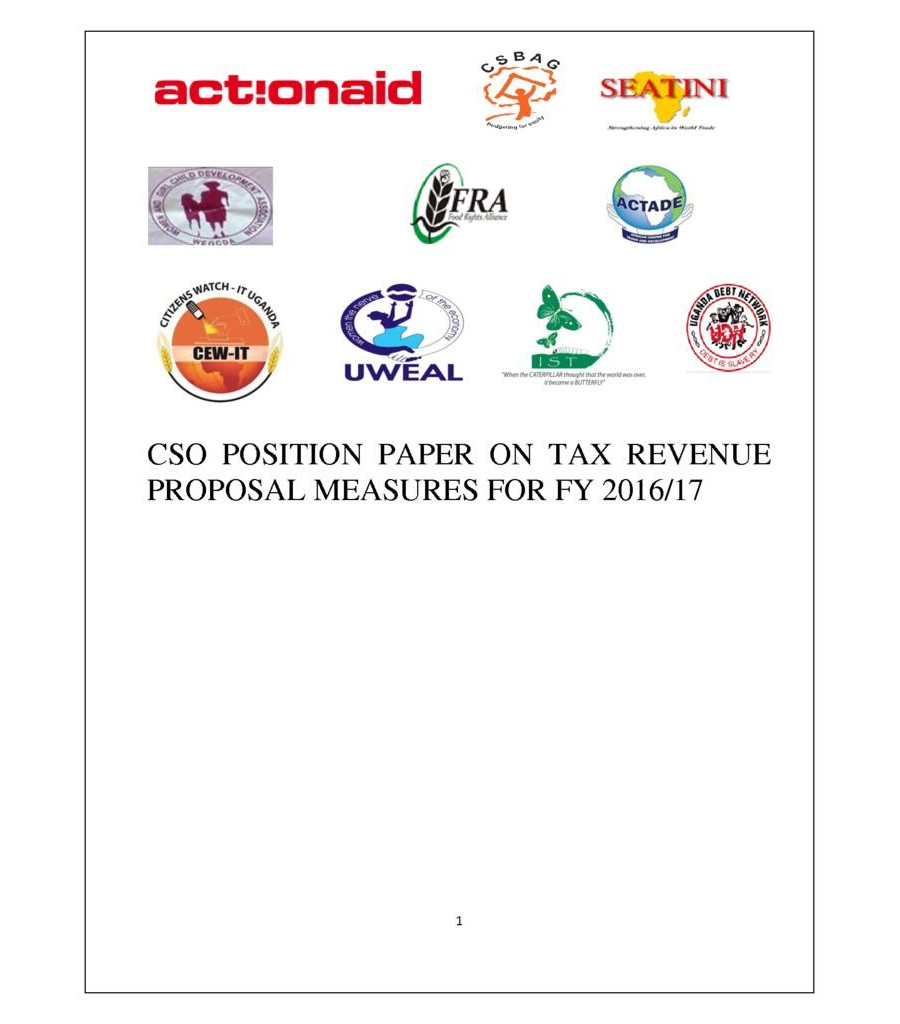 CSO Position Paper On Tax Revenue Proposal Measures For FY 2016/17