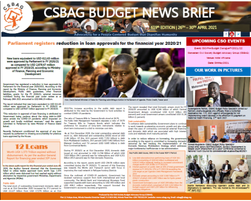 Parliament registers reduction in loan approvals for the financial year 2020/21