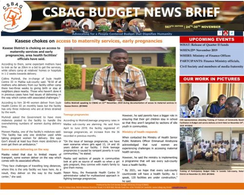 thumbnail of CSBAG BUDGET NEWS- Kasese chokes on maternity access, teenage pregnancies 25-Nov 2019