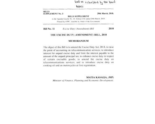 The Excise Duty (Amendment) Bill, 2018