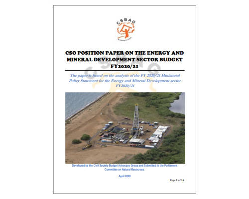 CSO Position Paper On The Energy And Mineral Development Sector Ministerial Policy Statement FY 2020/21