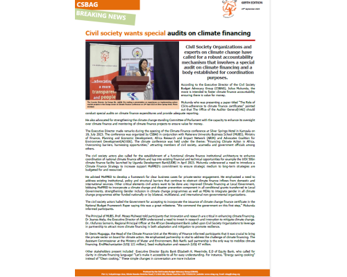 Civil society wants special audits on climate financing