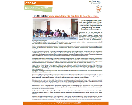 CSOs call for enhanced domestic funding to health sector.