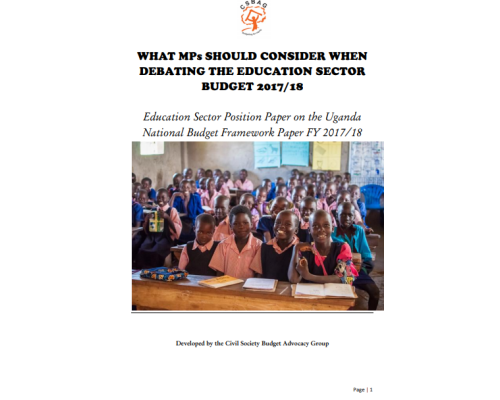 Education Sector Position Paper On The Uganda National Budget Framework Paper FY 2017/18