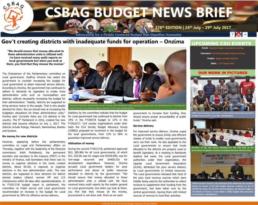 Gov’t creating districts with inadequate funds for operation – Onzima