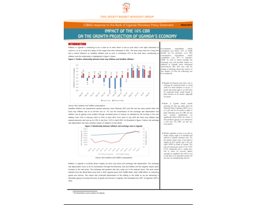 CSBAG Response To The Bank Of Uganda Monetary Policy Statement-August 2015-Impact Of The 16% CBR On The Growth Projection Of Uganda’s Economy