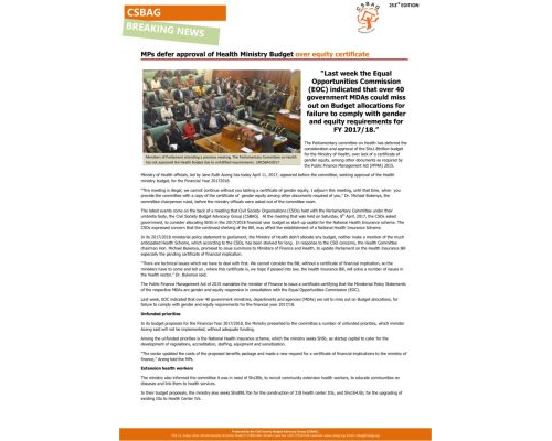 thumbnail of MPs defer approval of Health Ministry Budget over equity certificate